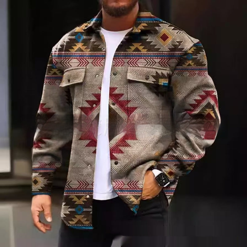Button Coat Printing Casual Jacket Coat