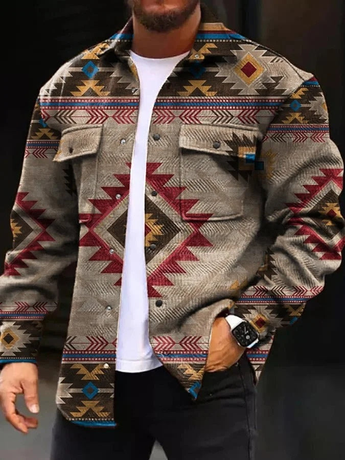 Button Coat Printing Casual Jacket Coat