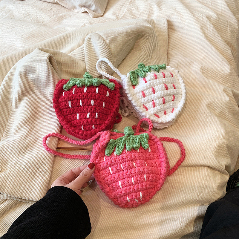 Wool Cute Strawberry Crossbody Bag