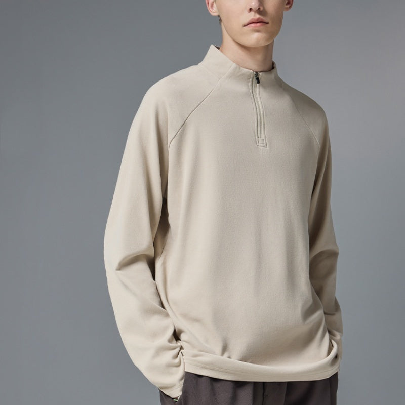 Double-sided Velvet Zipper T-shirt