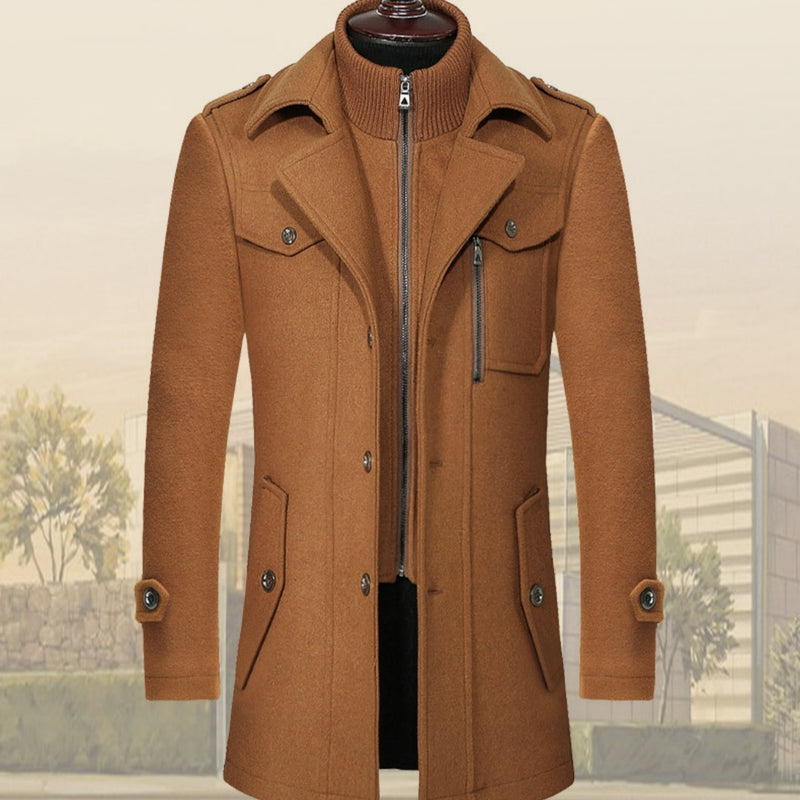 Men's Woolen Coat Double Collar