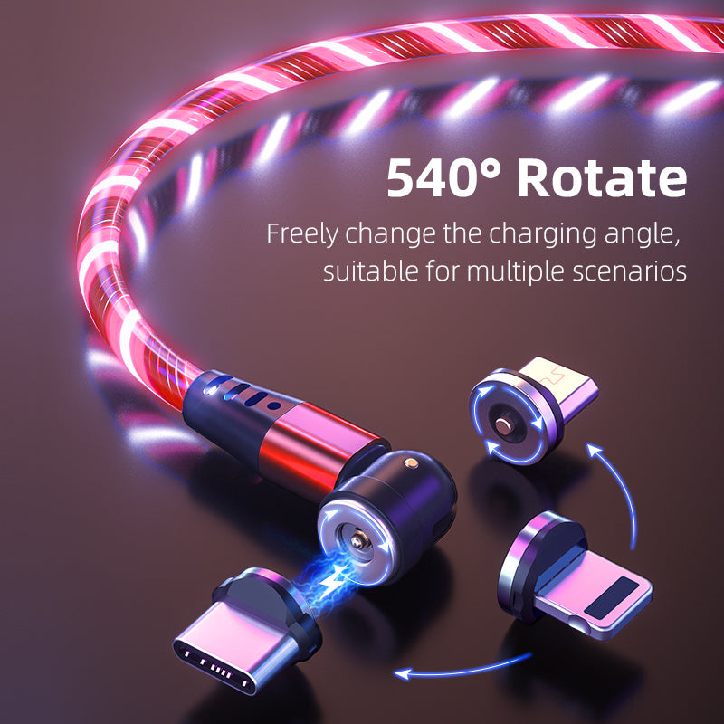 Rotate Luminous Magnetic 3A Fast Mobile Phone Charge Cable