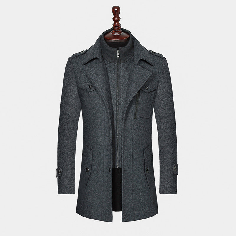 Men's Woolen Coat Double Collar