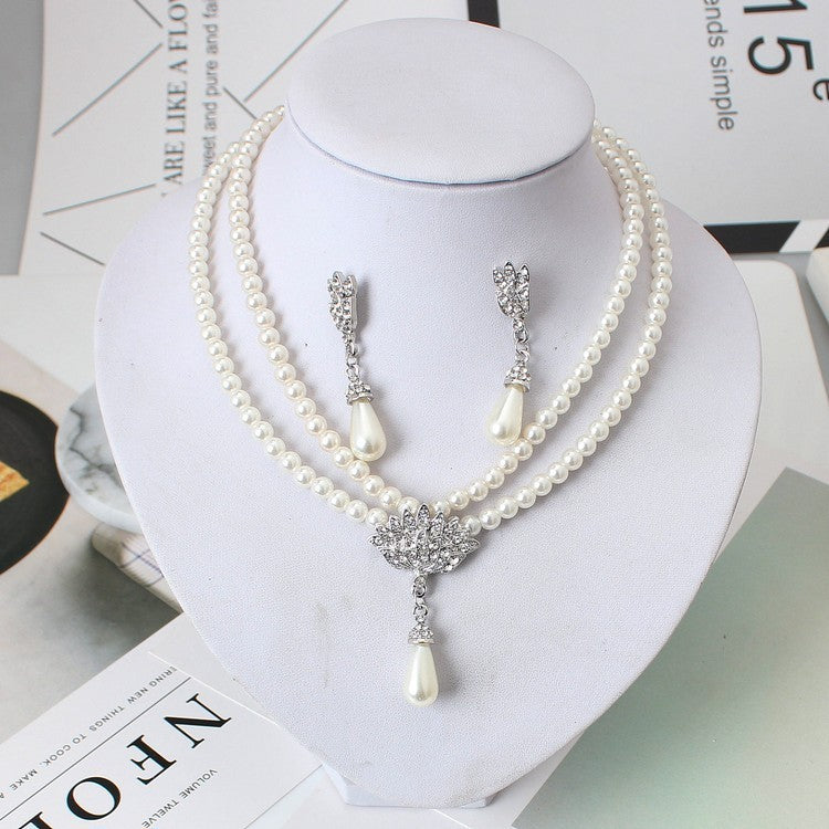 Pearl Crystal Necklace Set