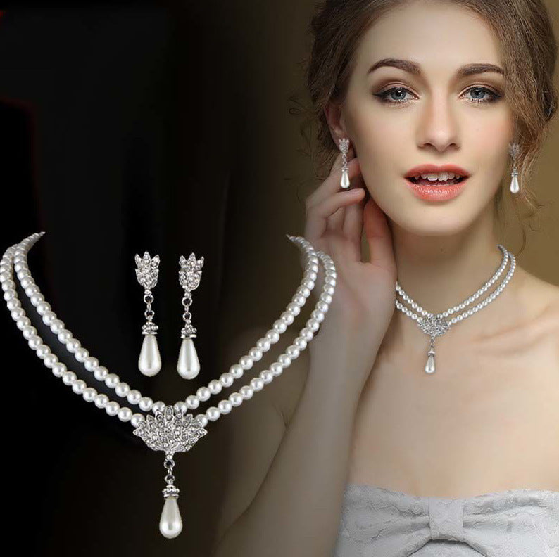 Pearl Crystal Necklace Set