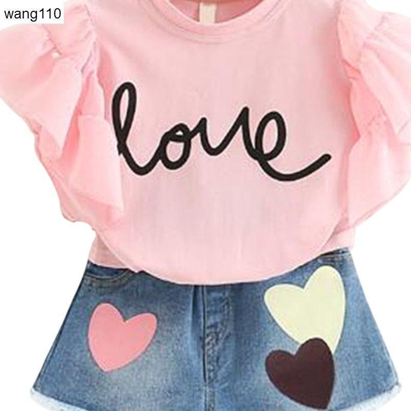 2 pcs T-shirt Hole Pants Set