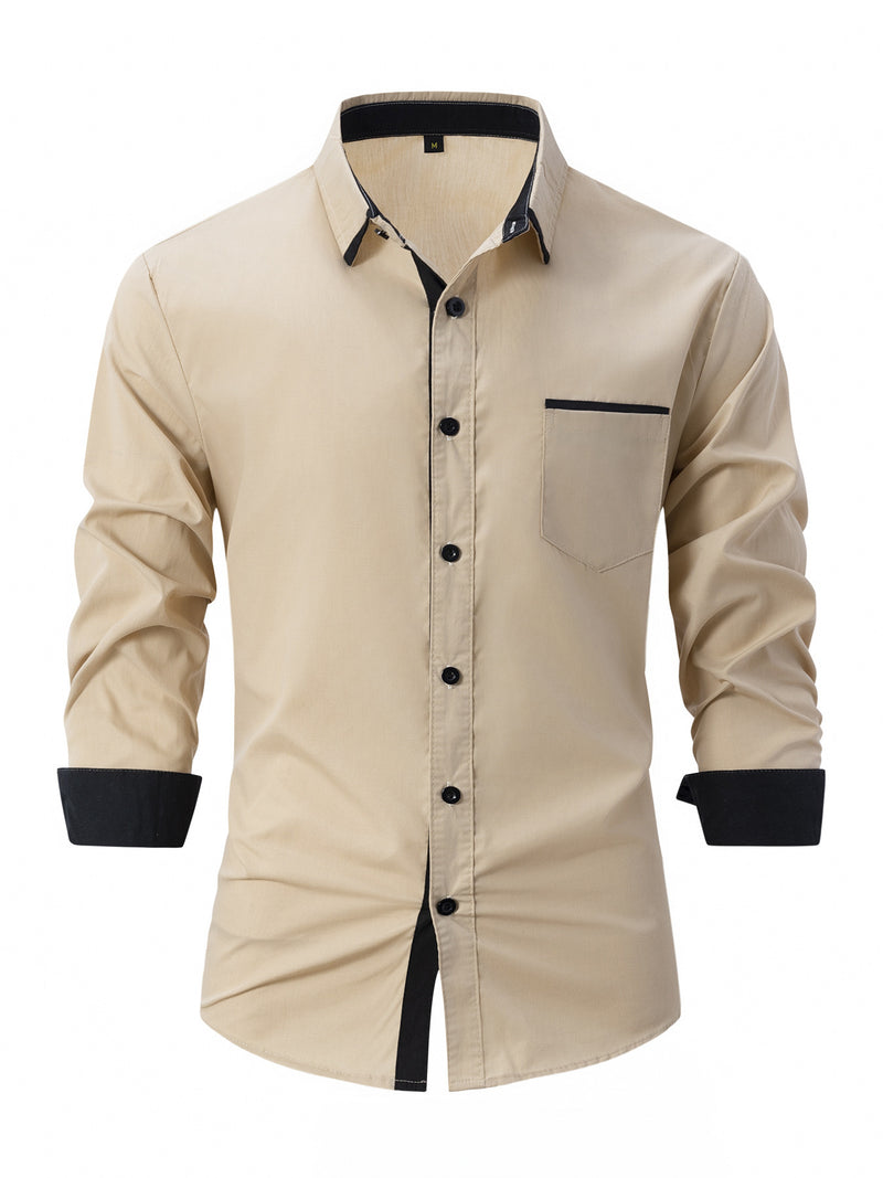 Cotton Men's Color Matching Casual Shirt