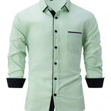 Cotton Men's Color Matching Casual Shirt