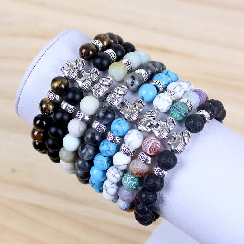 Colorful Stone Elephant Bracelet