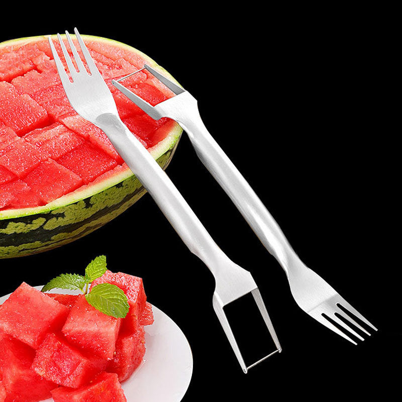 2 In 1 Watermelon Fork Slicer Stainless Steel Watermelon Slicer Cutter