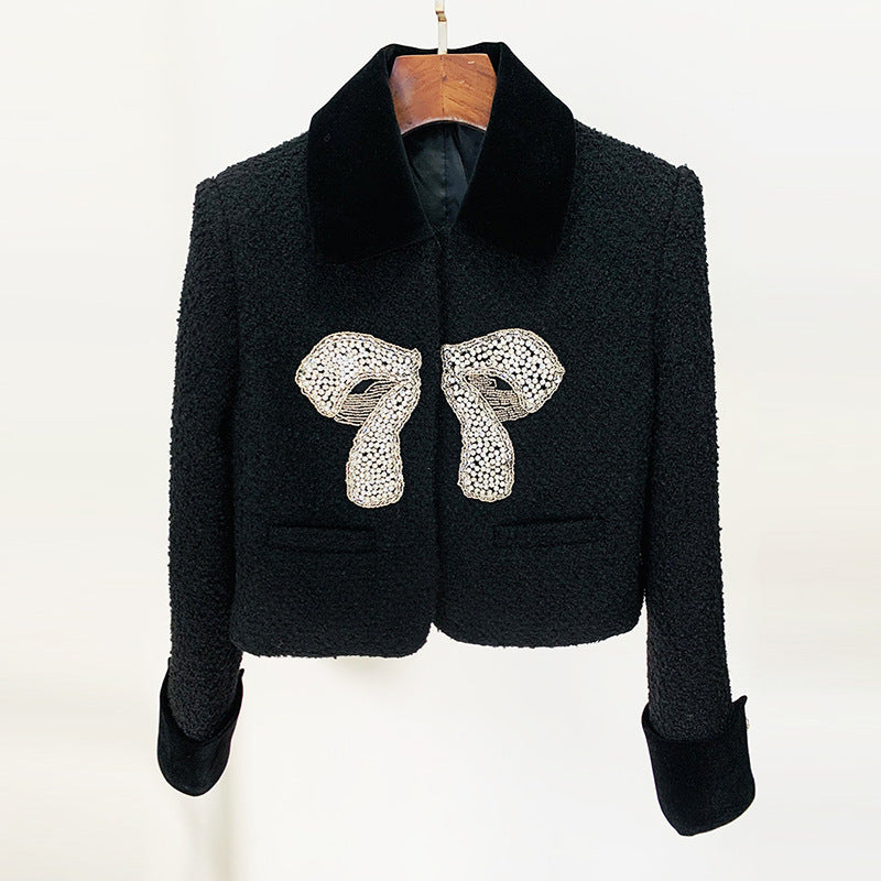 New Bow Beaded Jacket Coat