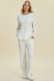 Double Take Cable-Knit Pants Set