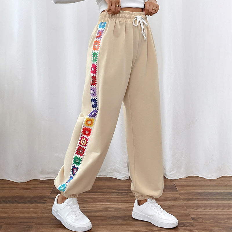 Loose Color Stripes Stitching Sweatpants