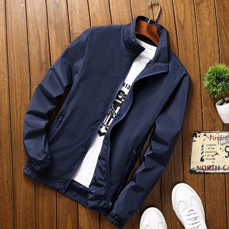 Casual Zipper Stand Collar Work Wear