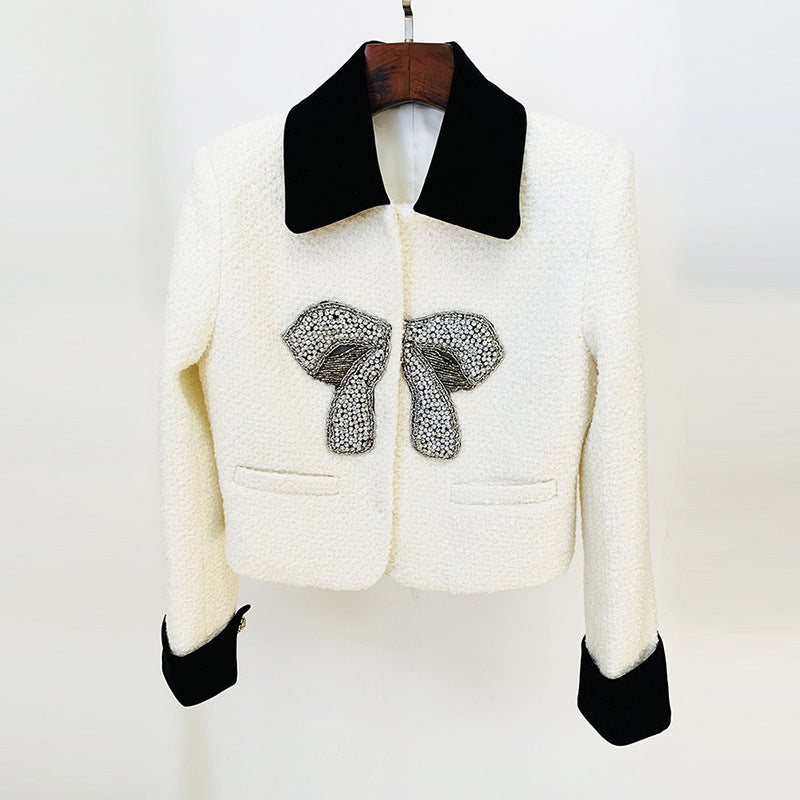 New Bow Beaded Jacket Coat