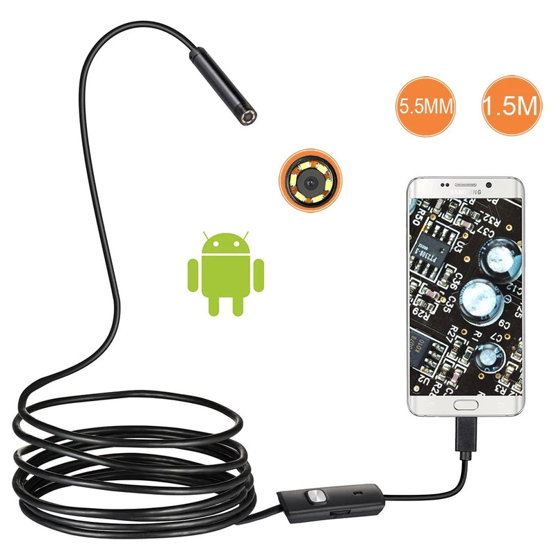 Lens Endoscope HD 480P USB OTG Waterproof Inspection Pipe Camera