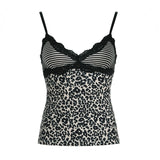 Girl Sexy Leopard Lace Splicing Sling