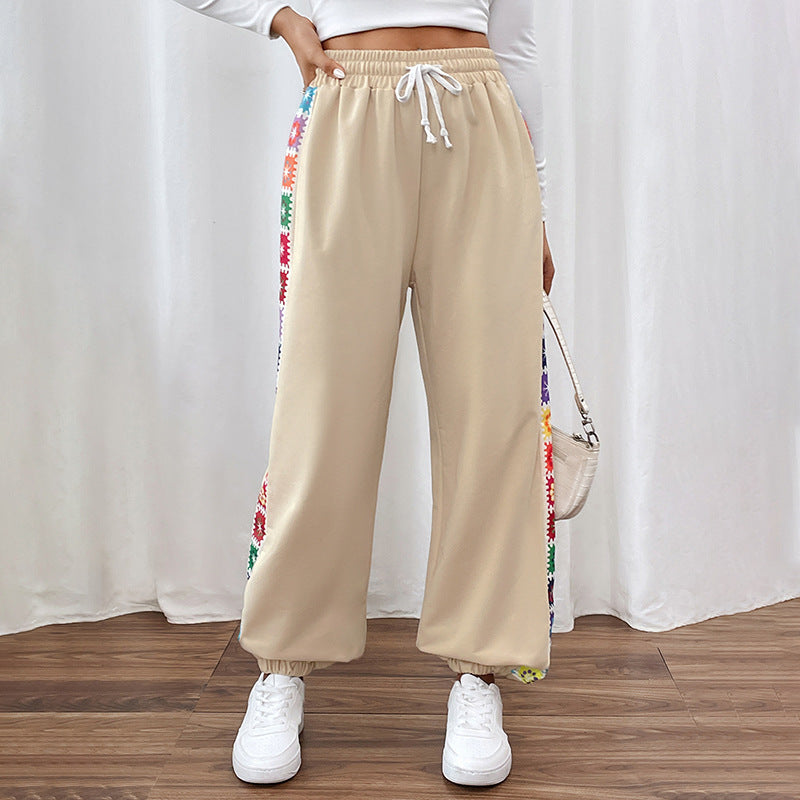 Loose Color Stripes Stitching Sweatpants