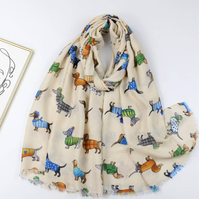 Sausage Dog Satin Printed Scarf Shawl