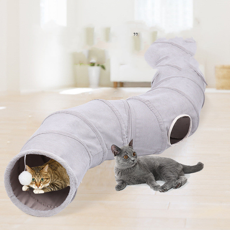 Suede S-type Cat Tunnel Toy