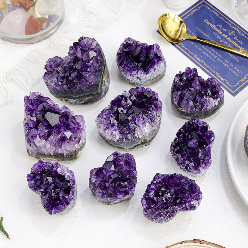 Purple Water Crystal Cluster Love Decoration