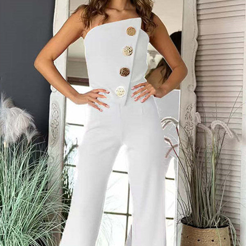 Tube Top Irregular Design Jumpsuit