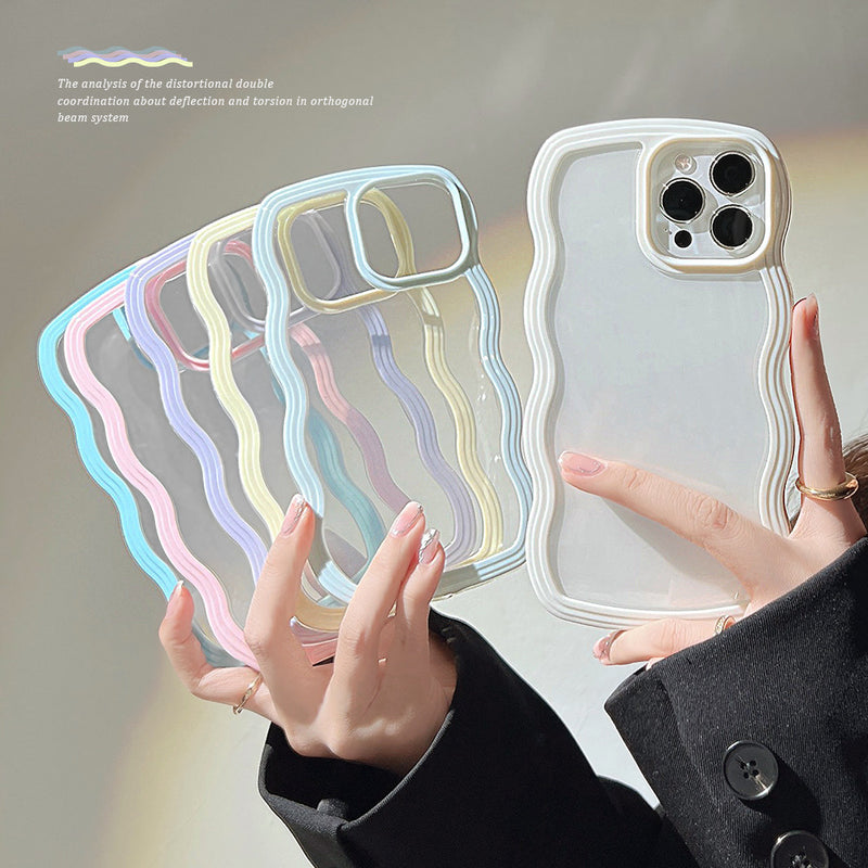 Wave Border Mobile Phone Case Solid Color Candy Color