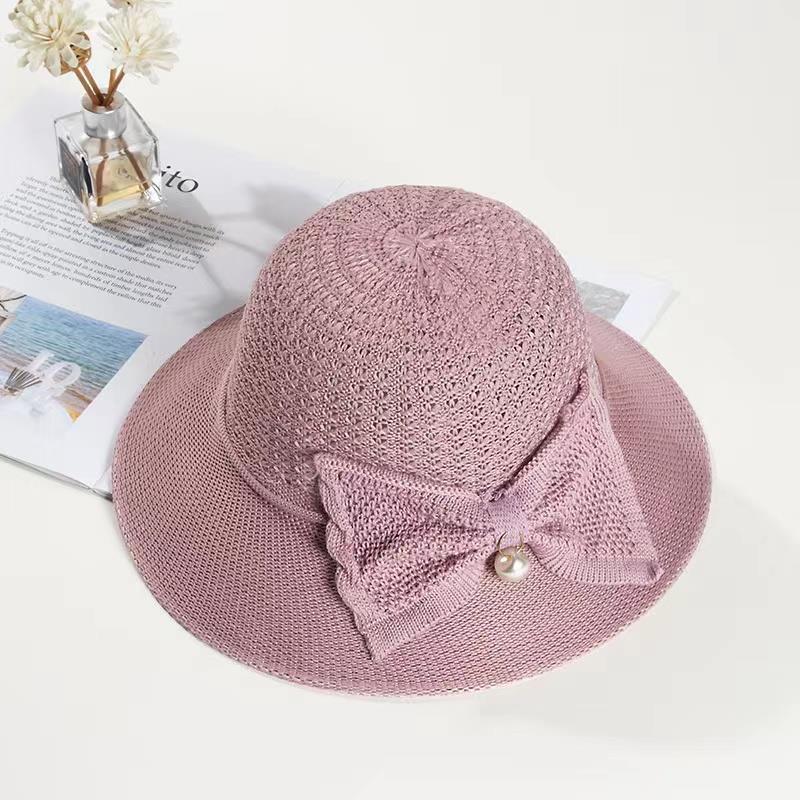Hat Pearl Bow Sun Protection
