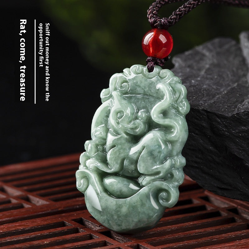 Natural A Cargo Jade Zodiac Pendant