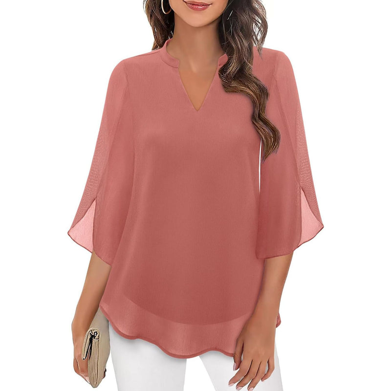 Loose V-neck Chiffon Shirt