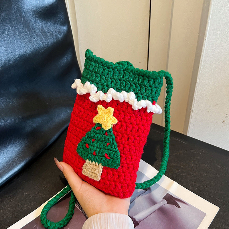 Christmas Hand-woven Wool Mobile Phone Bag