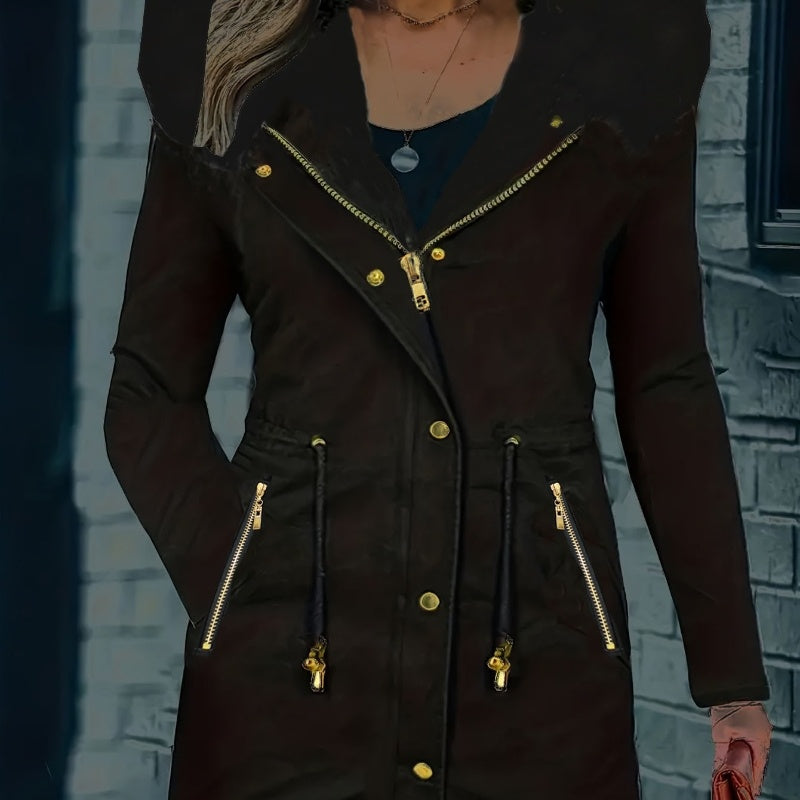 Zipper Faux Fur Decorative Hat Fur Coat