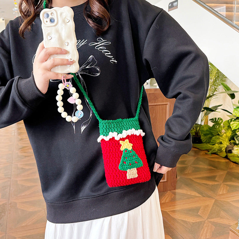 Christmas Hand-woven Wool Mobile Phone Bag