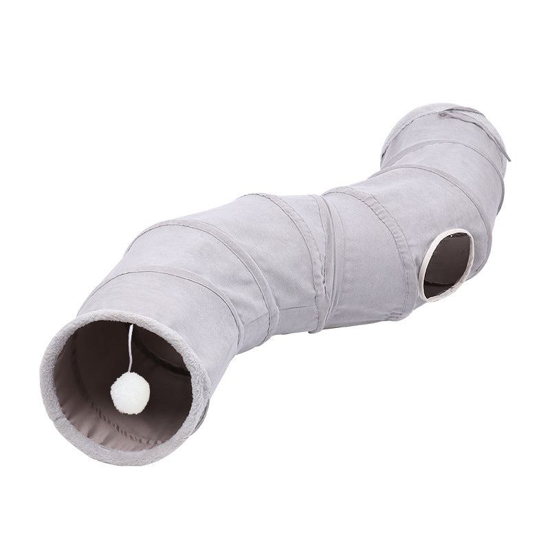 Suede S-type Cat Tunnel Toy