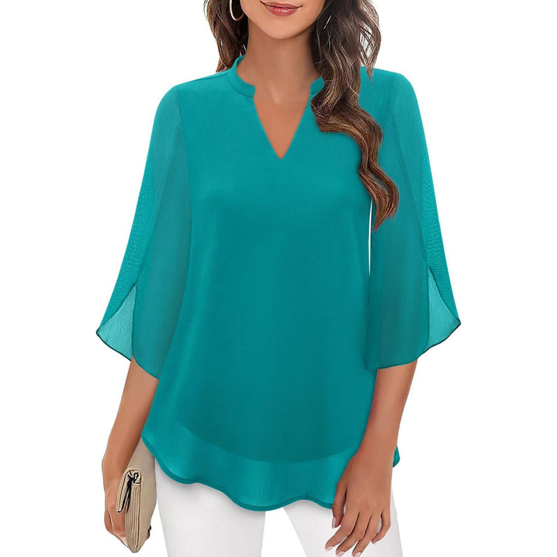 Loose V-neck Chiffon Shirt