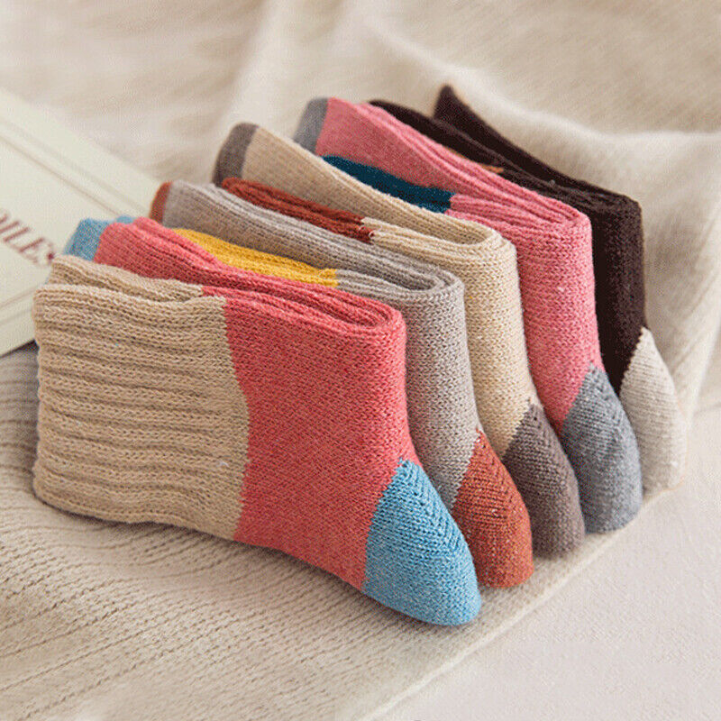 Womens Thick Socks Wool Thermal Warm Knitting Nordic Ladies Socks Winter