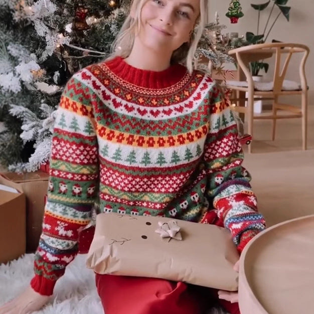 Christmas Knitted Half High Collar Sweater