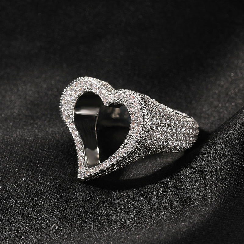 Hollow Heart Zircon Ring