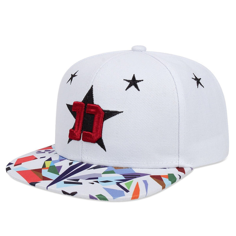 Five-pointed Star Embroidery Flat-brimmed Cap