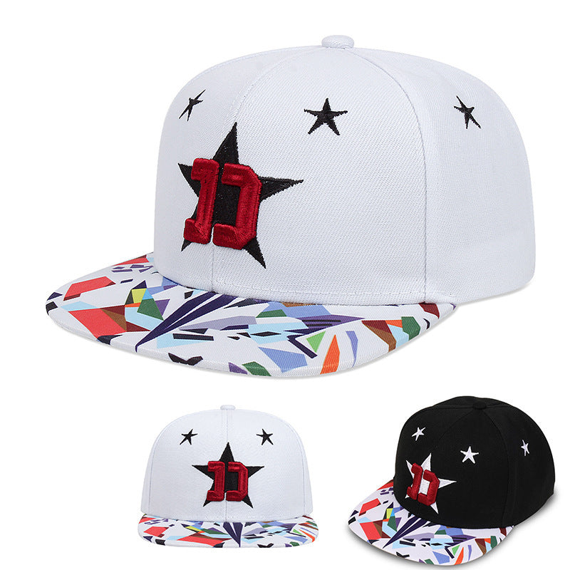 Five-pointed Star Embroidery Flat-brimmed Cap