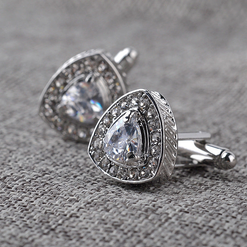 Men's Shirt Cufflinks Triangle Crystal