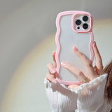 Wave Border Mobile Phone Case Solid Color Candy Color