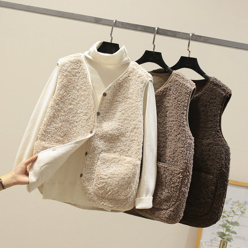 Lamb Wool Vest Women's Short Jacket