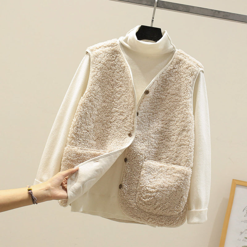 Lamb Wool Vest Women's Short Jacket