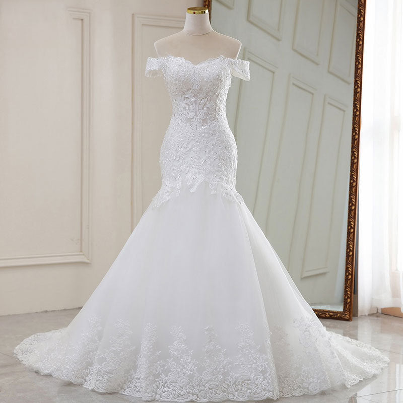 Long Tail V-neck Wedding Dress
