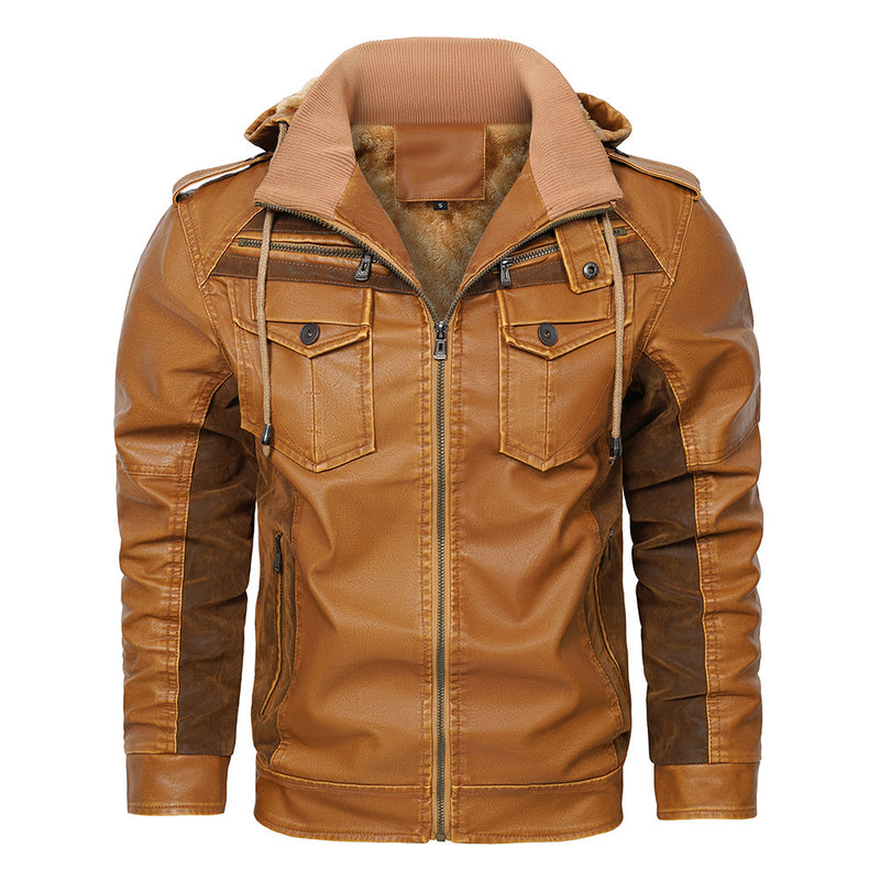 Hooded PU Leather Jacket