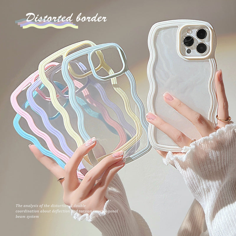 Wave Border Mobile Phone Case Solid Color Candy Color