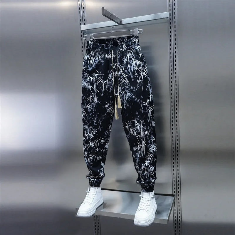 Loose Floral Casual Ice Silk Harem Pants