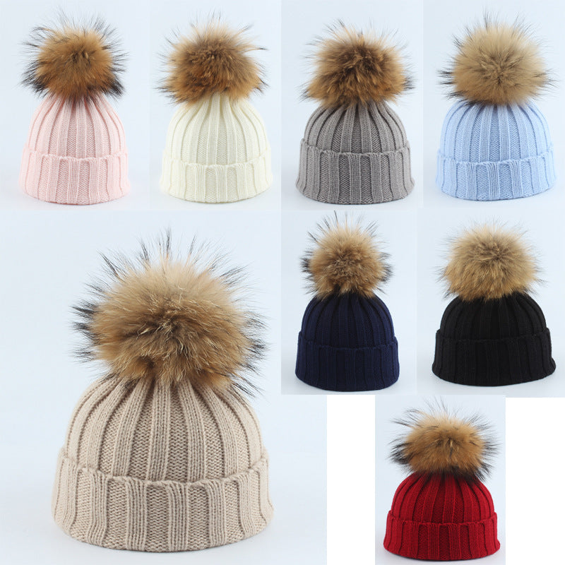 Dog Fur Ball Hat Thermal Knitting