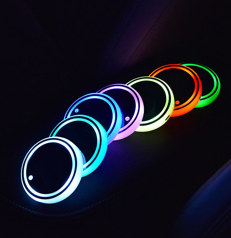 Colorful Cup Holder LED Light-up Coaster Solar & USB Charging
